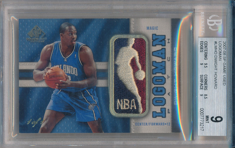 Upper Deck 2007-2008 SP Game Used Logoman #LM-HO Dwight Howard 1/1 / BGS Grade 9