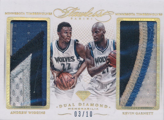 Panini 2014-2015 Flawless Gold Dual Diamond Patches #DD-MT Andrew Wiggins/ Kevin Garnett 03/10 / BGS Grade 8.5