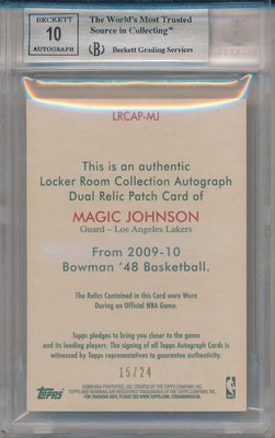 Topps 2009-2010 Bowman 48 Locker Room Collection #LRCAP-MJ Magic Johnson 15/24 / BGS Grade 9 / Auto Grade 10