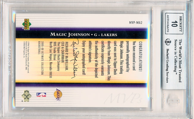 Upper Deck 2005-2006 Ultimate Collection MVP's Signatures #MVPMA2 Magic Johnson 2/2 / BGS Grade 9 / Auto Grade 10