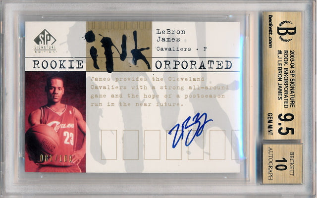 Upper Deck 2003-2004 SP Signature Edition  Rookie Inkorporated #LJ Lebron James 81/100 / BGS Grade 9.5 / Auto Grade 10