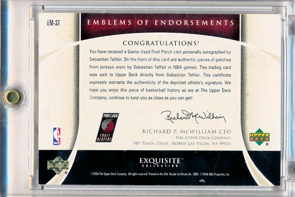 Upper Deck 2005-2006 Exquisite Collection Emblems Of Endorsement #EMST Sebastian Telfair 1/15