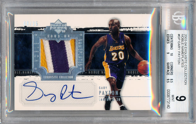 Upper Deck 2003-2004 Exquisite Collection Noble Nameplates #NN-GP Gary Payton 9/25 / BGS Grade 9 / Auto Grade 10