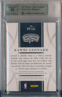 Panini 2012-2013 Immaculate Collection Patch Autographs #PP-LE Kawhi Leonard 17/25 / BGS Grade 9.5 / Auto Grade 10