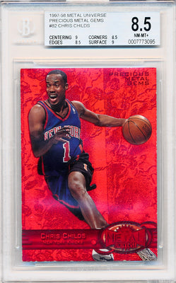 Skybox 1997-1998 Metal Universe Championship Precious Metal Gems Red #82 Chris Childs 93/100 / BGS Grade 8.5