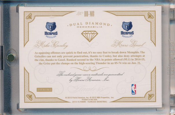 Panini 2014-2015 Flawless Emerald Dual Diamond Patches #DD-MG Mike Conley/ Marc Gasol 4/5