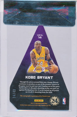 Panini 2012-2013 Crown Royale S Choice Award #58 Kobe Bryant 24/49 / Auto Grade 10