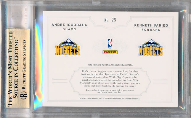 Panini 2012-2013 National Treasures NBA Logoman Combos #22 Andre Iguodala / Kenneth Faried 1/4 / BGS Grade 9.5