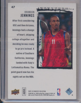 Upper Deck 2009-2010 Exquisite Collection Rookie #47 Brandon Jennings 38/225