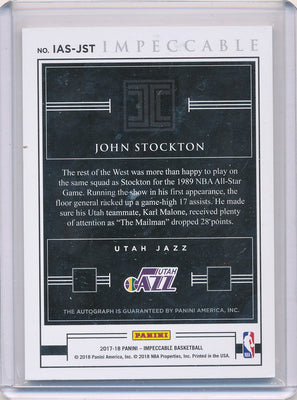 Panini 2017-2018 Impeccable All Star Appearances #IASJST John Stockton 4/10