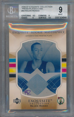 Upper Deck 2006-07 Exquisite Collection Exquisite Rookie Masterpiece Cyan Plate #60 Rajon Rondo 1/1 / BGS Grade 9 / Auto Grade 10