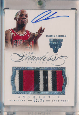 Panini 2012-2013 Flawless Authentic Game Worn Signature #22 Dennis Rodman 2/25