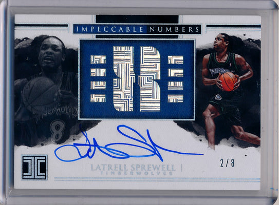Panini 2017-2018 Impeccable Numbers  #IJN-LSP Latrell Sprewell 2/8