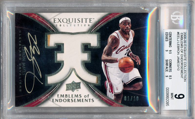 Upper Deck 2008-2009 Exquisite Collection Emblems Of Endorsement #EELJ Lebron James 1/10 / BGS Grade 9