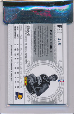 Panini 2010-2011 National Treasures  Century Platinum #210 Paul George  4/5 / BGS Grade 8.5 / Auto Grade 10