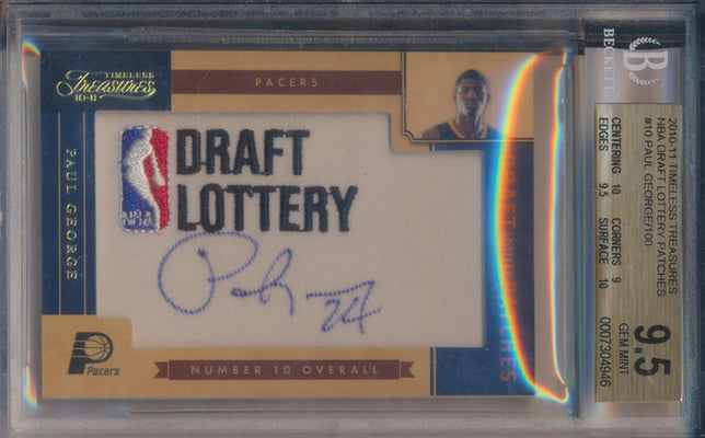 Panini 2010-2011 Timeless Treasures Draft Lottery Patches #10 Paul George 58/100 / BGS Grade 9.5 / Auto Grade 10