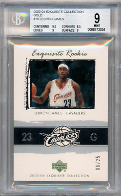 Upper Deck 2003-2004 Exquisite Collection Equisite Rookie Gold #78 Lebron James 06/25 / BGS Grade 9