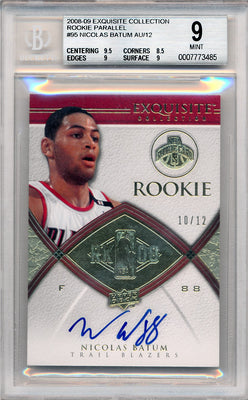 Upper Deck 2008-2009 Exquisite Collection Rookie Parallel #95 Nicolas Batum 10/12 / BGS Grade 9 / Auto Grade 10