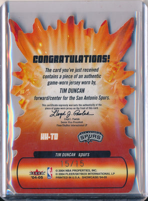 Fleer 2004-2005 Showcase Hot Hands #HH-TD Tim Duncan 15/15