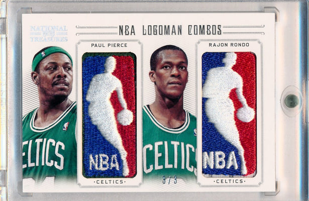 Panini 2012-2013 National Treasures NBA Logoman Combos #5 Paul Pierce / Rajon Rondo 3/3