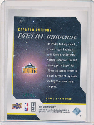 Skybox 2008-2009 Metal Universe Precious Metal Gems Green #5 Carmelo Anthony 4/50