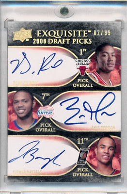 Upper Deck 2007-2008 Exquisite Collection Draft Picks Reservation #DPF Derrick Rose / Eric Gordon / Jerryd Bayless 2/99