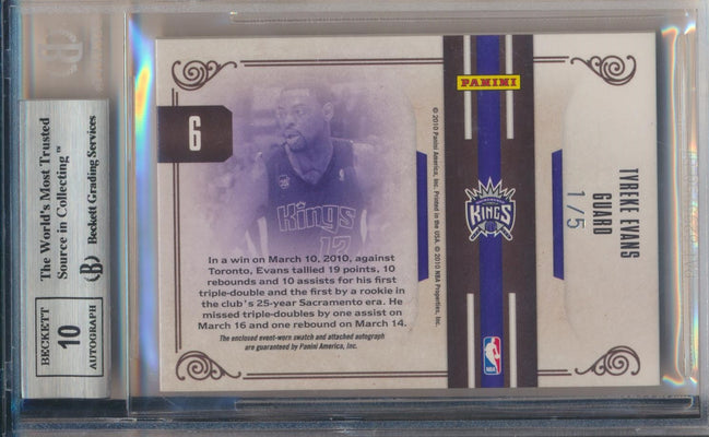 Panini  2009-2010 National Treasures NBA Logoman Signatures #6 Tyreke Evans 1/5 / BGS Grade 9 / Auto Grade 10