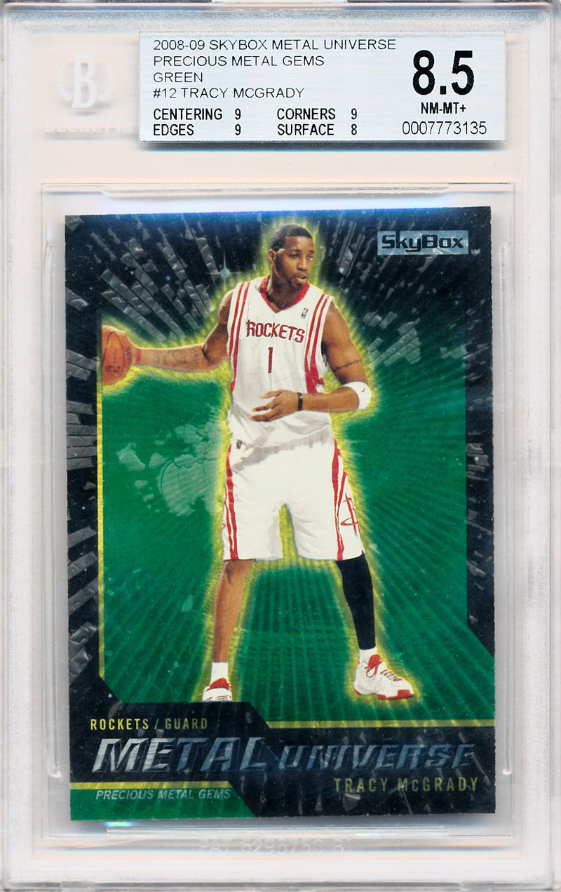 Skybox 2008-2009 Metal Universe Precious Metal Gems Green #12 Tracy Mcgrady 2/50 / BGS Grade 8.5