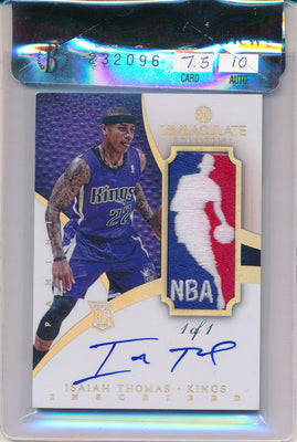 Panini 2012-2013 Immaculate Collection Inscribed #IL-IH Isiah Thomas 1/1 / BGS Grade 7.5 / Auto Grade 10