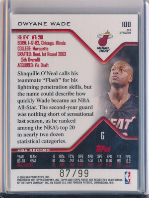 Topps 2004-2005 Finest Red X-Fractor #100 Dwyane Wade 87/99