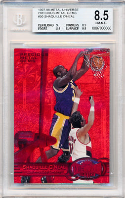 Skybox 1997-1998 Metal Universe Championship Precious Metal Gems Red #50 Shaquille O'neal 77/100 / BGS Grade 8.5