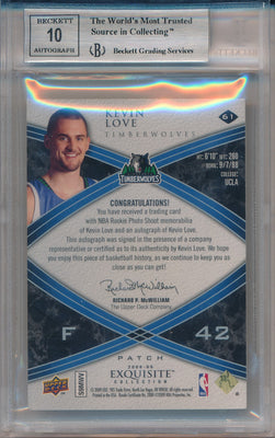 Upper Deck 2008-09 Exquisite Collection Rookie Jersey Auto #61 Kevin Love 68/225 / BGS Grade 9 / Auto Grade 10