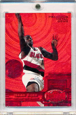 Skybox 1997-1998 Metal Universe Championship Precious Metal Gems Red #36 Isaiah Rider 62/100