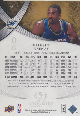 Upper Deck 2007-2008 Exquisite Collection Base #11 Gilbert Arenas 59/225