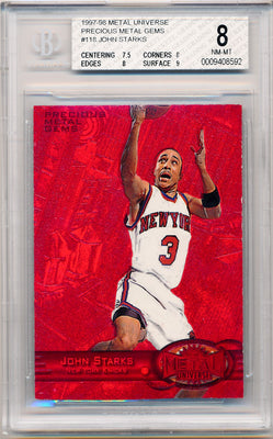 Skybox 1997-1998 Metal Universe Championship Precious Metal Gems Red #118 John Starks 24/100 / BGS Grade 8