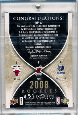 Upper Deck 2007-2008 Exquisite Collection Draft Picks Reservation #DPA Derrick Rose / Michael Beasley / O.J. Mayo 40/99