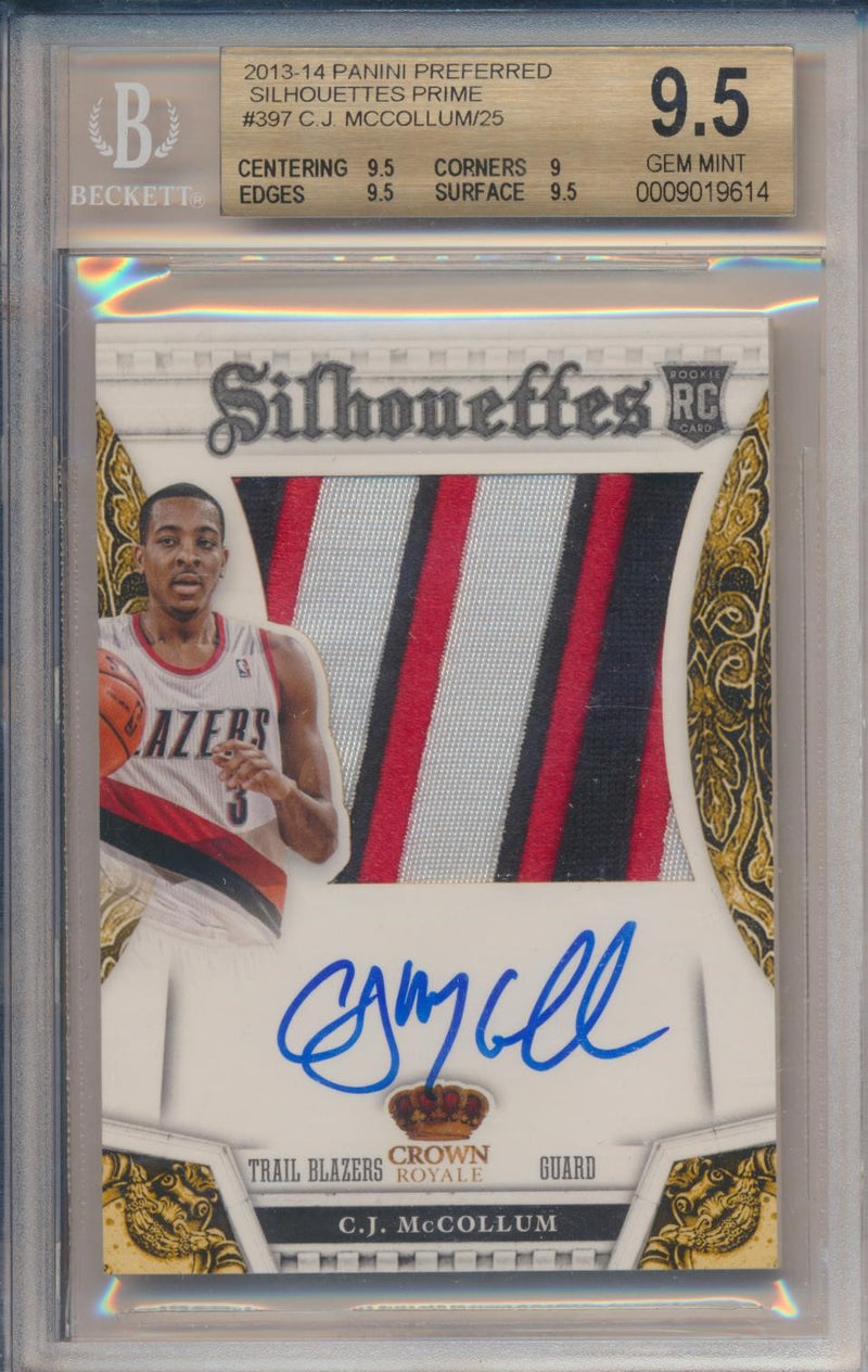 Panini 2013-2014 Preferred Silhouettes Prime #397 C.J. McCollum 16/25 / BGS Grade 9.5 / Auto Grade 10