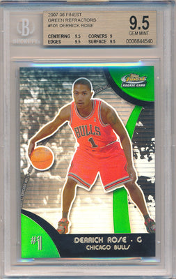 Topps 2007-08 Finest Green Refractors #101 Derrick Rose 117/149 / BGS Grade 9.5