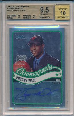 Topps 2003-2004 Chrome Chromographs #CA-DW Dwyane Wade  / BGS Grade 9.5 / Auto Grade 10