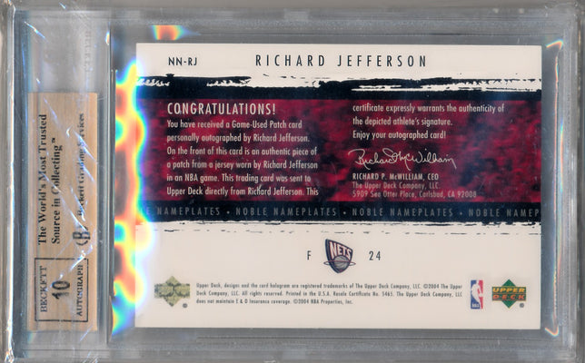 Upper Deck 2003-2004 Exquisite Collection Noble Nameplates #NN-RJ Richard Jefferson 20/25 / BGS Grade 9.5 / Auto Grade 10