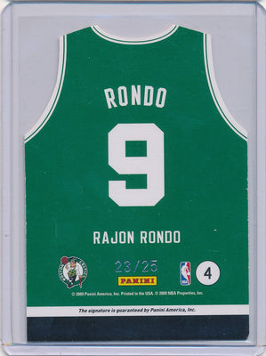 Panini 2009-10 Threads Jersey Die Cut Autograph #4 Rajon Rondo 23/25