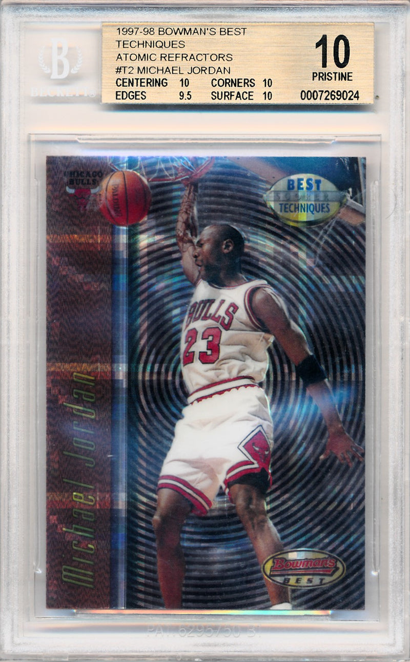 Topps 1997-1998 Bowman's Best Techniques Atomic Refractors #T2 Michael Jordan  / BGS Grade 10