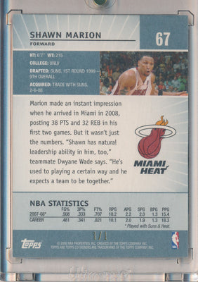 Topps 2008-2009 Co-Signers Superfractor #67 Shawn Marion 1/1