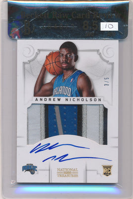 Panini 2012-2013 National Treasures  Gold #169 Andrew Nicholson 3/5 / BGS Grade 8.5 / Auto Grade 10