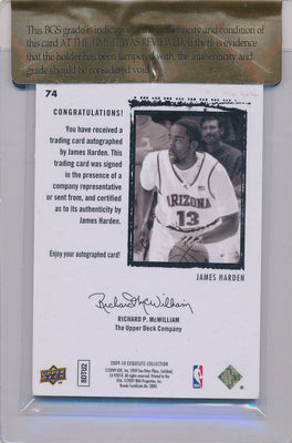 Upper Deck 2009-2010 Exquisite Collection Rookie Parallel #74 James Harden 4/13 / Auto Grade 10