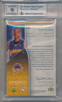 Upper Deck 2005-2006 Exquisite Collection Exquisite Rookie #76-AP Monta Ellis 154/225 / BGS Grade 9 / Auto Grade 10