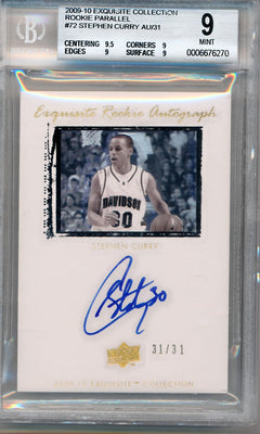 Upper Deck 2009-2010 Exquisite Collection Rookie Parallel #72 Stephen Curry 31/31 / BGS Grade 9 / Auto Grade 10