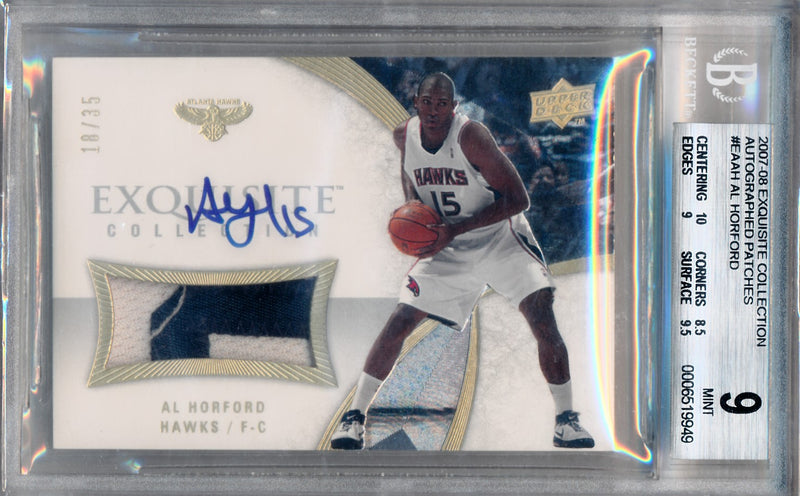 Upper Deck 2007-2008 Exquisite Collection Autographed Patches #EAAH Al Horford 18/35 / BGS Grade 9 / Auto Grade 10