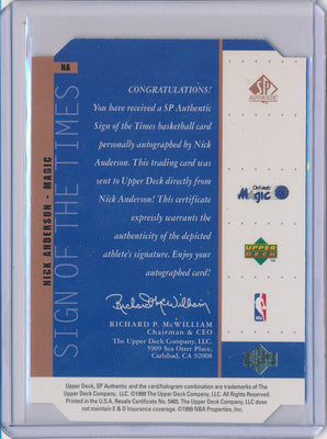 Upper Deck 1998-1999 SP Authentic Sign Of The Times #NA Nick Anderson