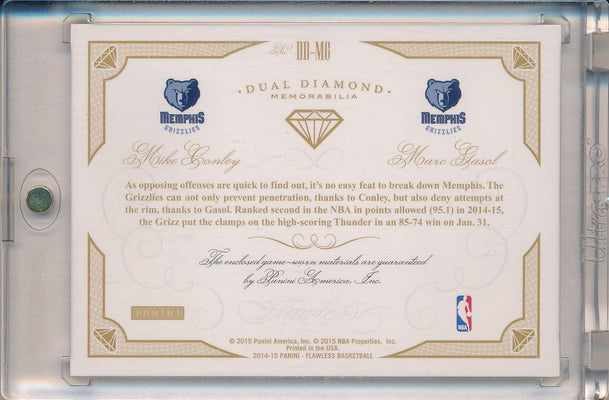 Panini 2014-2015 Flawless Emerald Dual Diamond Patches #DD-MG Mike Conley/ Marc Gasol 2/5